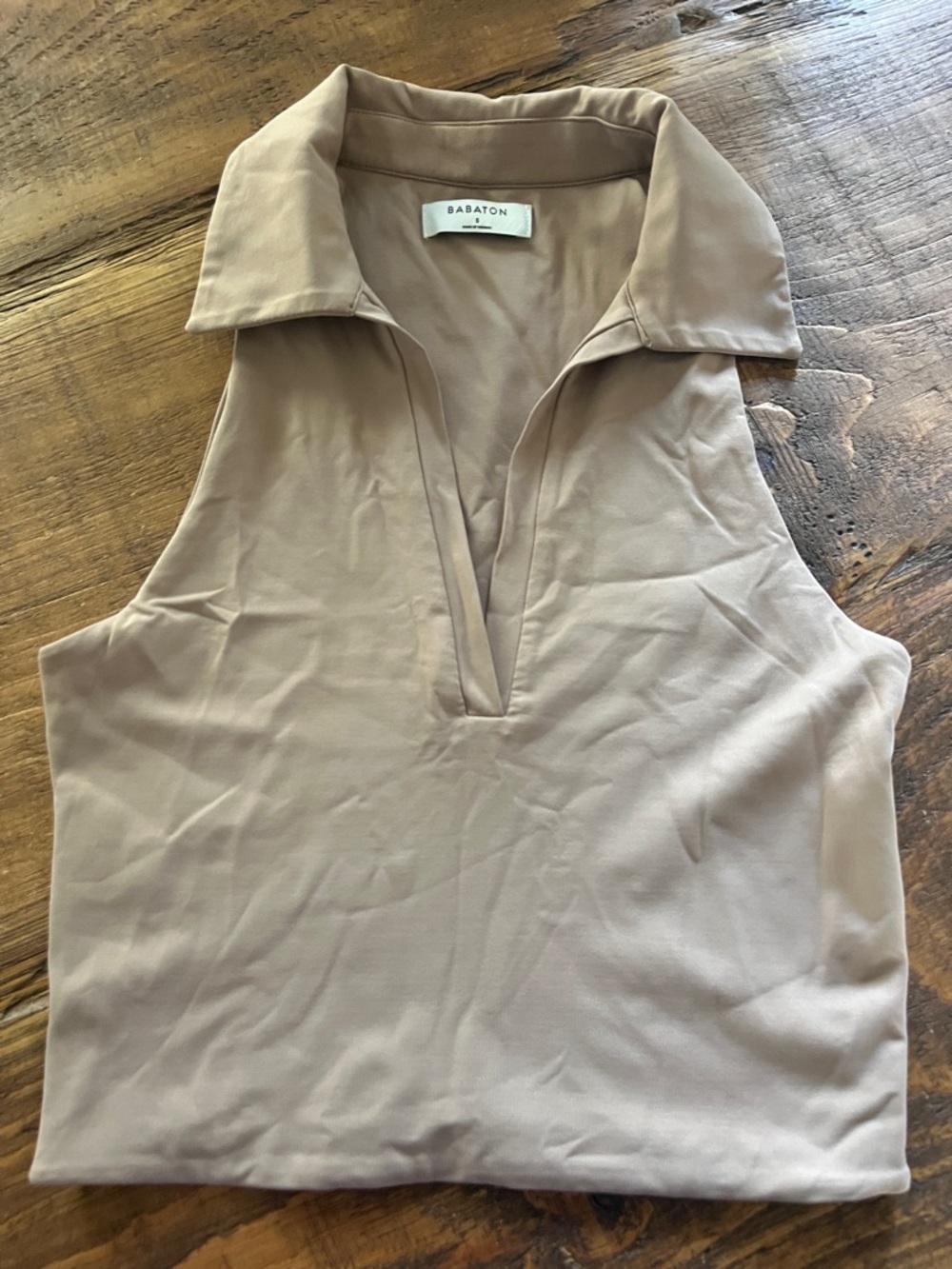Babaton Sleeveless Collared V-Neck Top - Taupe